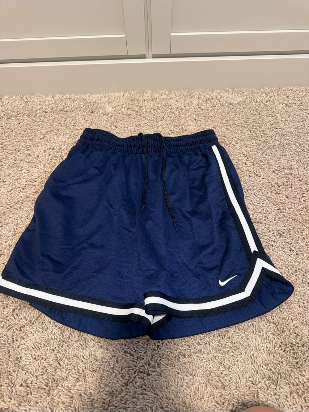 Nike boys Navy Athletic Shorts with White & Black Trim